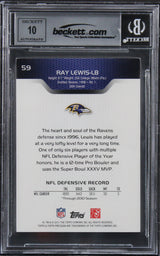 Ravens Ray Lewis Authentic Signed 2011 Topps Precision #59 Card Auto 10 BAS Slab