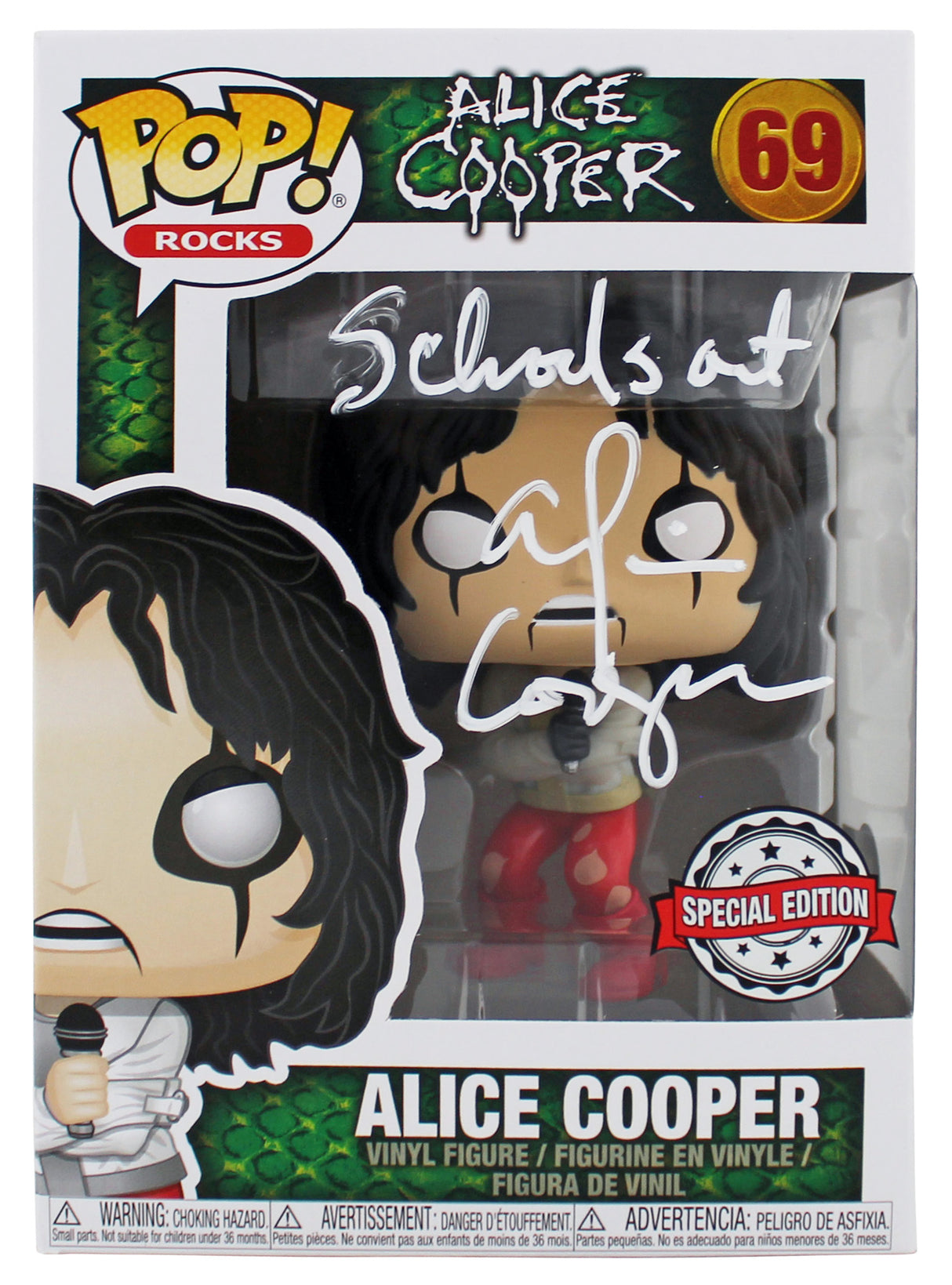 Alice Cooper "Schools Out!" Signed #69 Funko Pop Vinyl Figure BAS Wit #1W793301