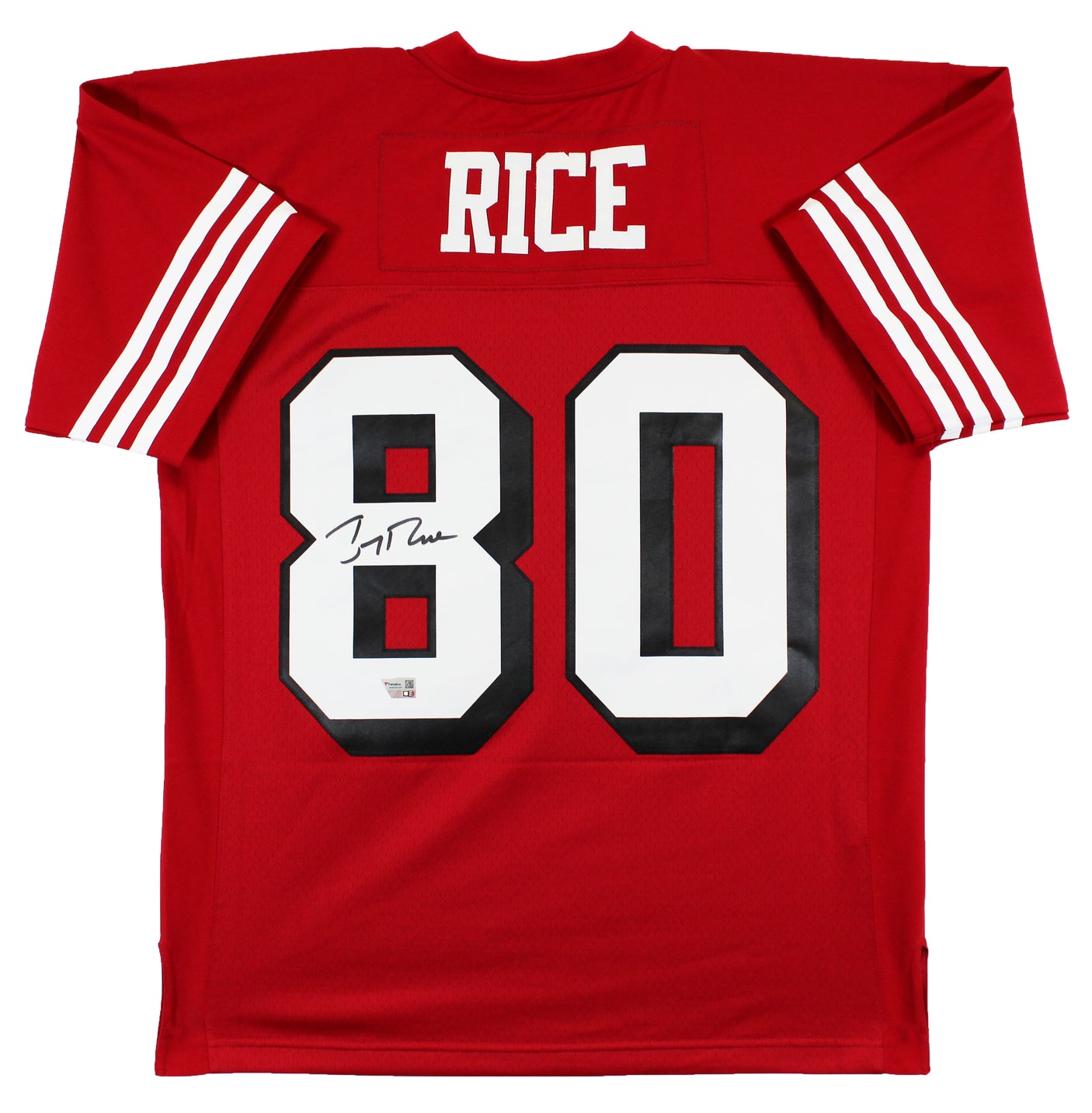 49ers Jerry Rice Signed Red Mitchell & Ness Jersey w/ Dropshadow Fanatics