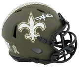 Saints Alvin Kamara Signed Salute To Service Speed Mini Helmet BAS Witnessed