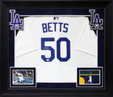 Dodgers Mookie Betts Signed White Majestic Cool Base Framed Jersey JSA Witnessed