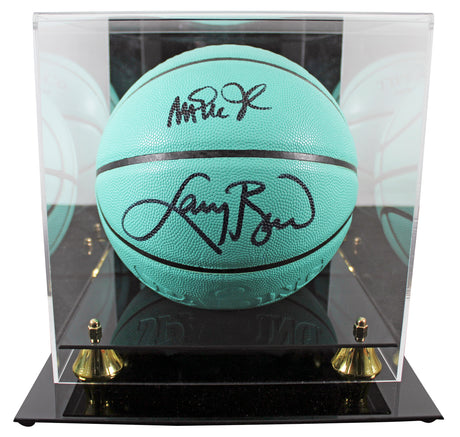 Magic Johnson & Larry BIrd Signed Tiffany & Co X Basketball LE w/ Case BAS Wit