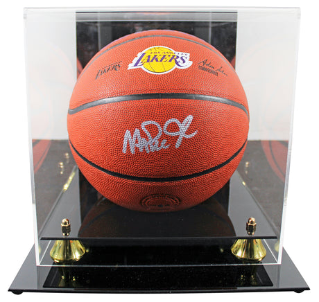 Lakers Magic Johnson Authentic Signed Wilson Logo Basketball w/ Case BAS Witness