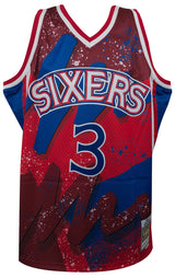 Allen Iverson Signed Philadelphia 76ers M&N Red Hyper Hoops NBA Swingman Basketball Jersey