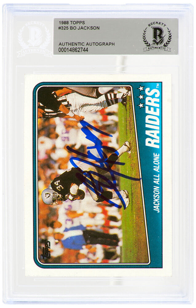 Bo Jackson Signed Raiders 1988 Topps Rookie Football Card #325 - (Beckett Encapsulated)