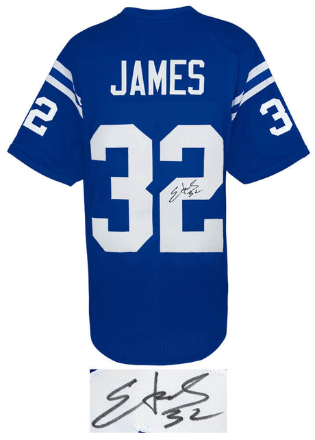 Edgerrin James Signed Blue Custom Football Jersey