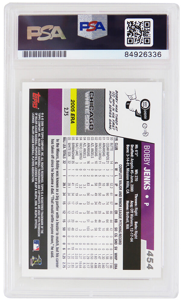 Bobby Jenks Signed White Sox 2006 Topps Baseball Card #454 - (PSA Encapsulated)