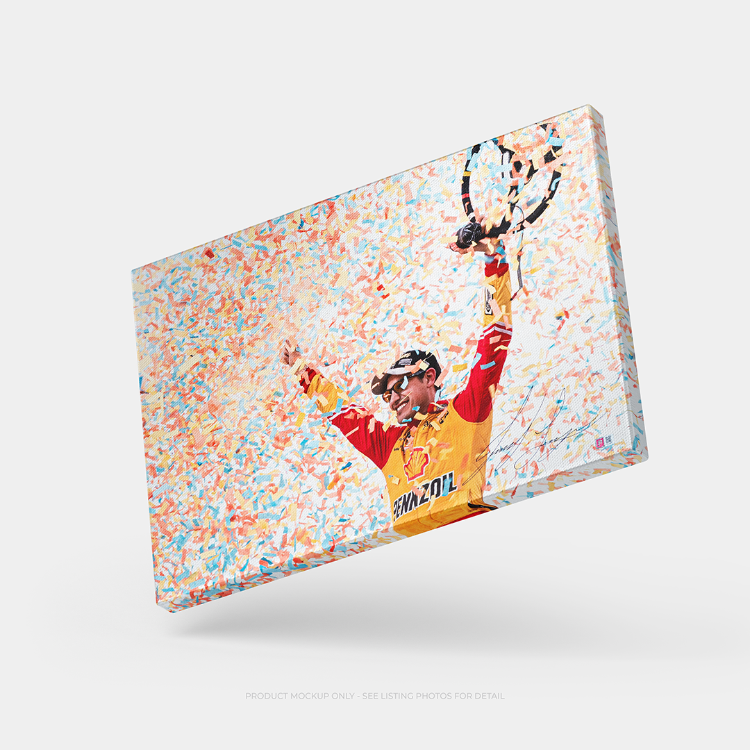 Joey Logano Signed 2022 Championship Steering Wheel 20x30 Canvas Photo (PA)