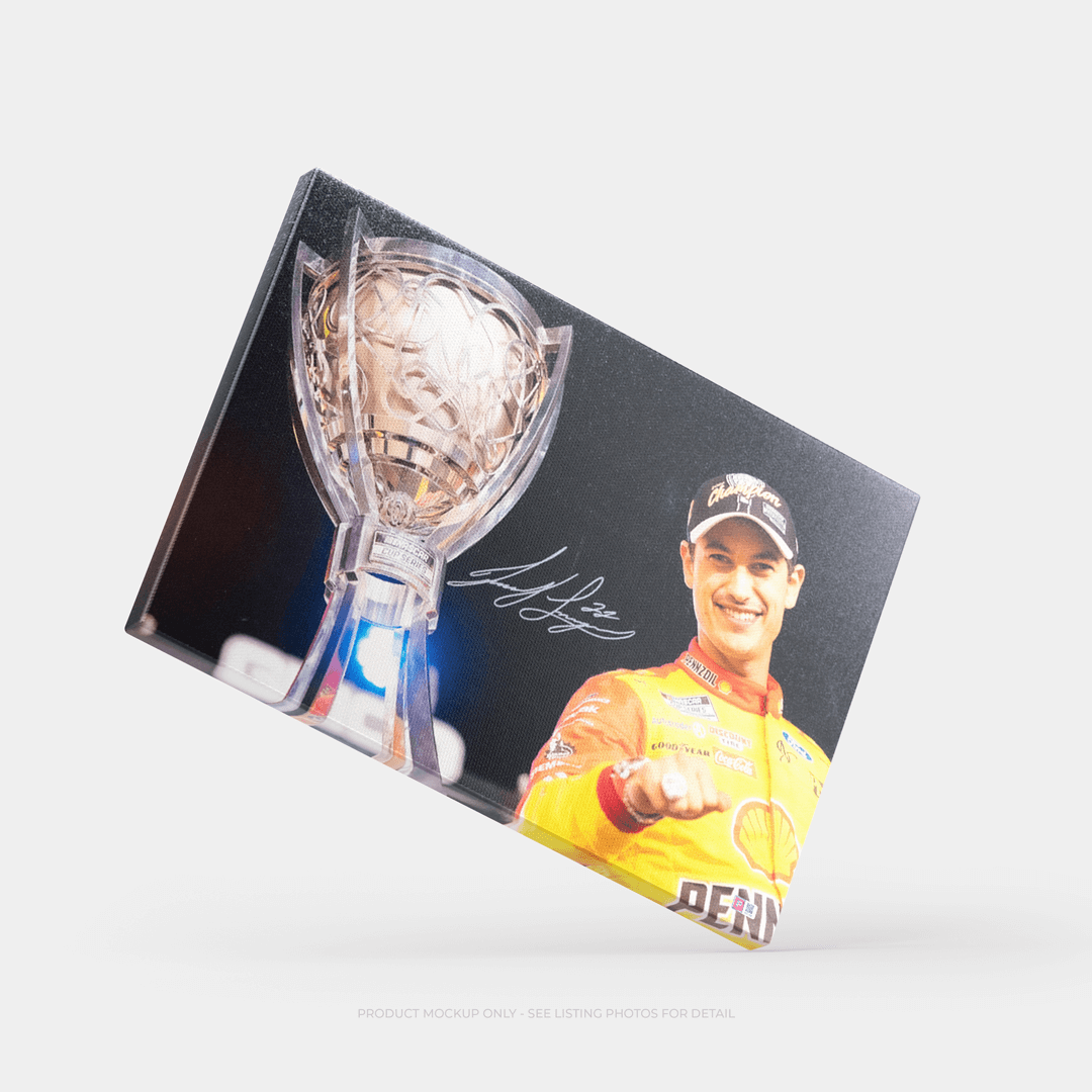 Joey Logano Autographed 2022 NASCAR Championship Trophy Canvas 20x30