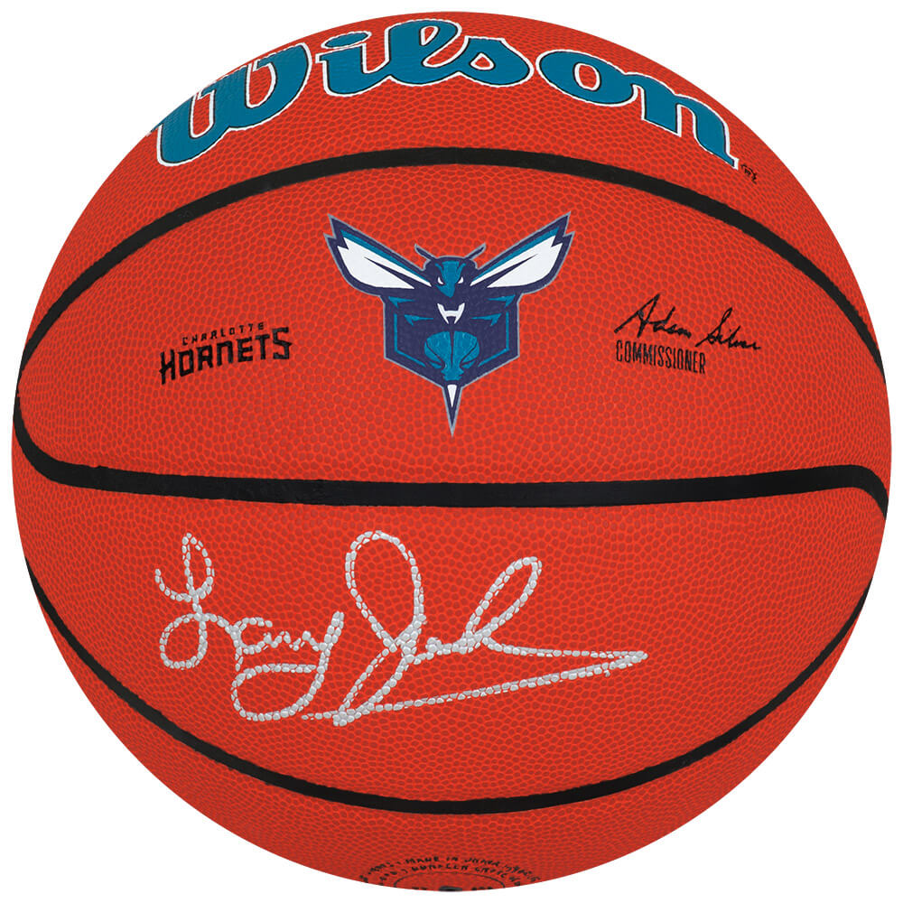 Larry Johnson Signed Charlotte Hornets Logo Wilson NBA Basketball