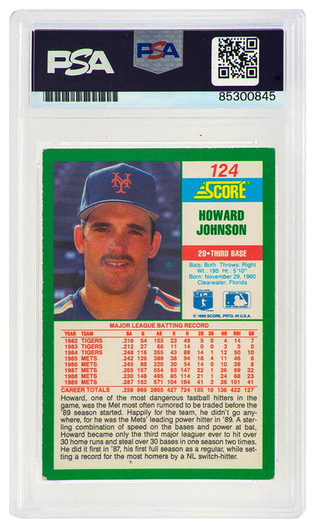 Howard Johnson Signed New York Mets 1990 Score Baseball Card #124 - (PSA Encapsulated)