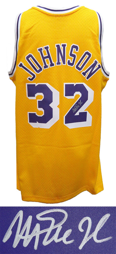 Magic Johnson Signed Los Angeles Lakers Gold Mitchell & Ness NBA Swingman Basketball Jersey