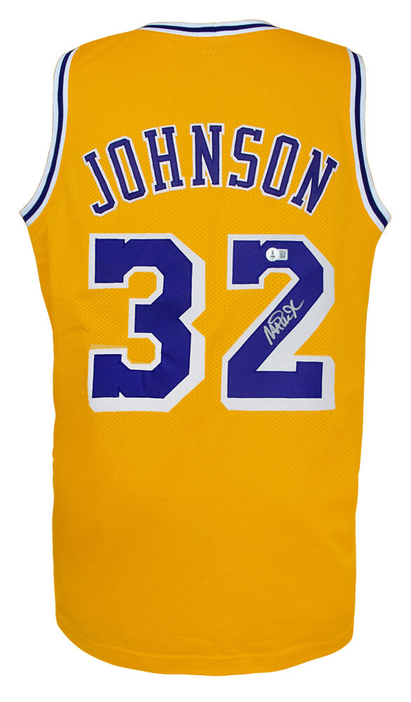 Magic Johnson Gold T/B Custom Basketball Jersey - (Beckett COA)