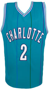 Larry Johnson Signed Teal Throwback Custom Basketball Jersey