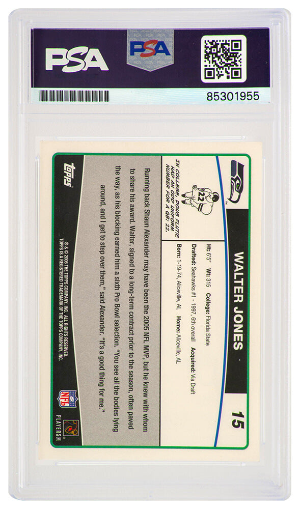 Walter Jones Signed Seahawks 2006 Topps Football Trading Card #15 w/HOF 14 - (PSA Encapsulated)