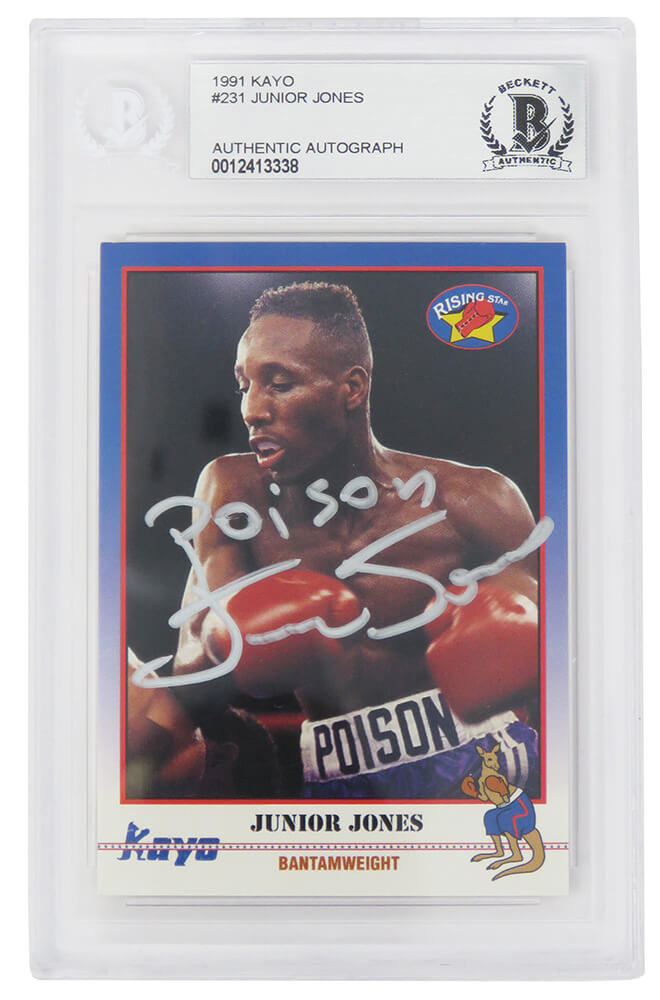 Junior Jones Signed 1991 Kayo Boxing Card #231 w/Poison - (Beckett Encapsulated)