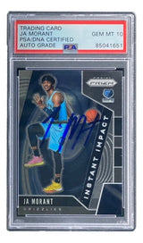 Ja Morant Signed 2019 - 20 Panini Prizm #12 Grizzlies Rookie Card PSA/DNA Gem MT 10 - Sports Integrity