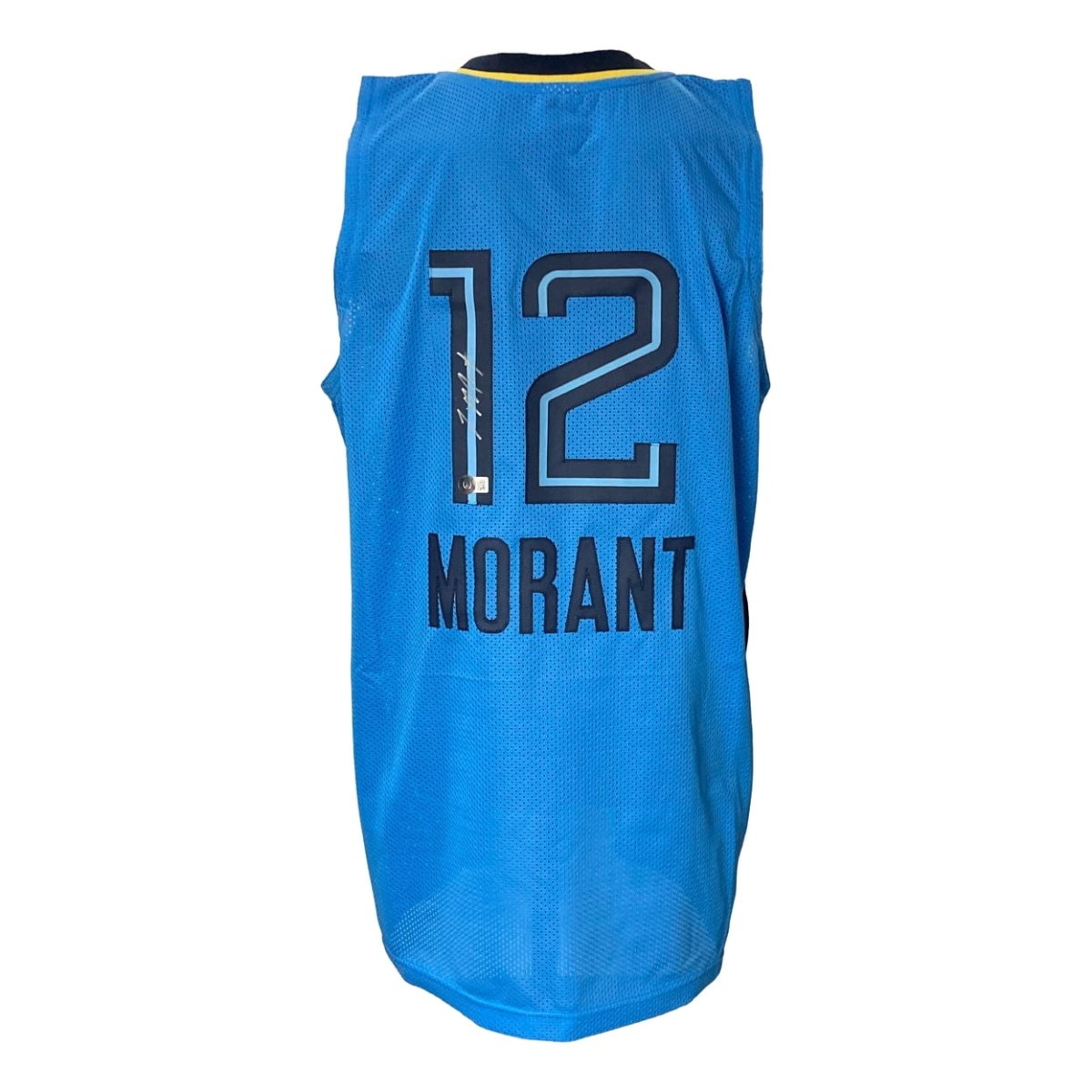 Ja Morant Signed Memphis Light Blue Pro - Style Basketball Jersey BAS - Sports Integrity