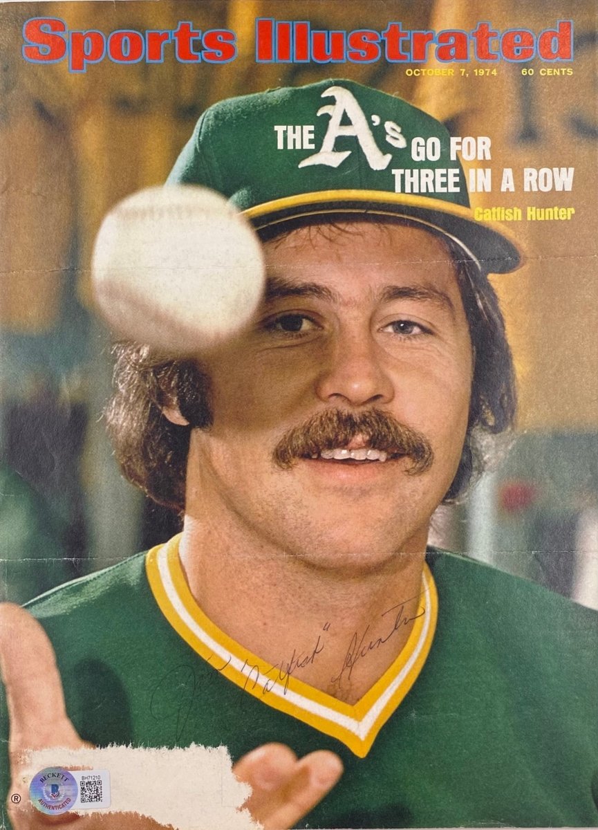 Jim Catfish Hunter Signed A's Sports Illustrated Magazine Cover BAS BH71210 - Sports Integrity