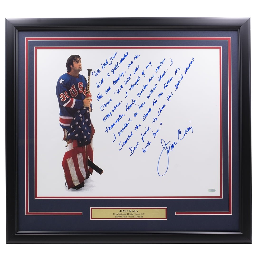 Jim Craig Signed Framed 16x20 Team USA Story Photo Steiner Hologram - Sports Integrity