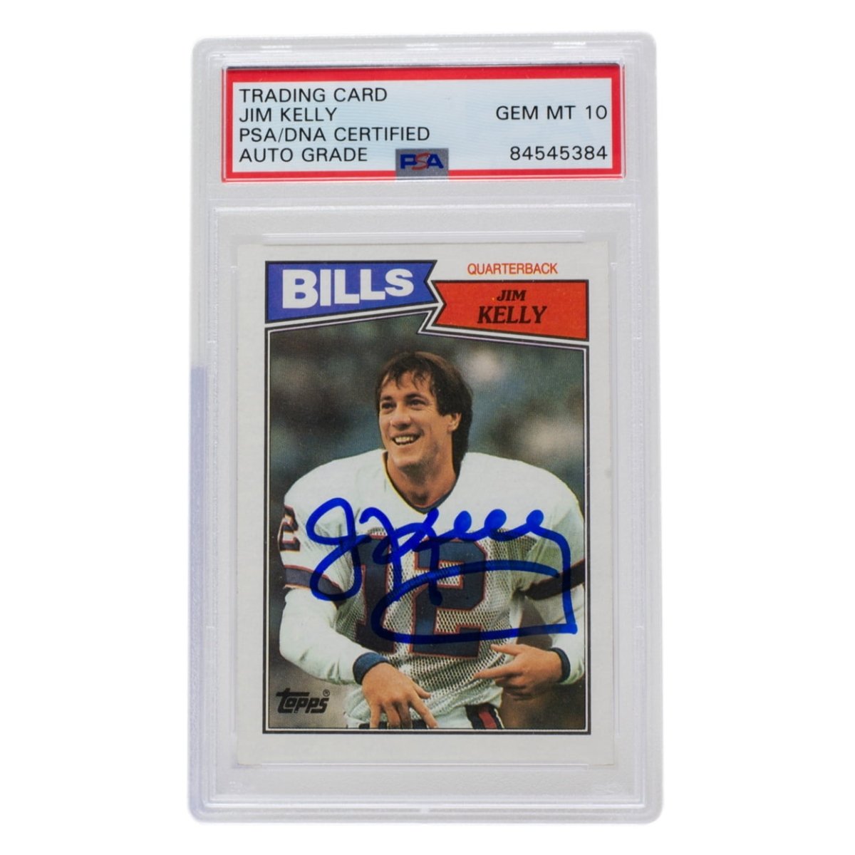 Jim Kelly Signed 1987 Topps #362 Rookie Bills Football Card PSA/DNA Auto Gem Mint 10 - Sports Integrity