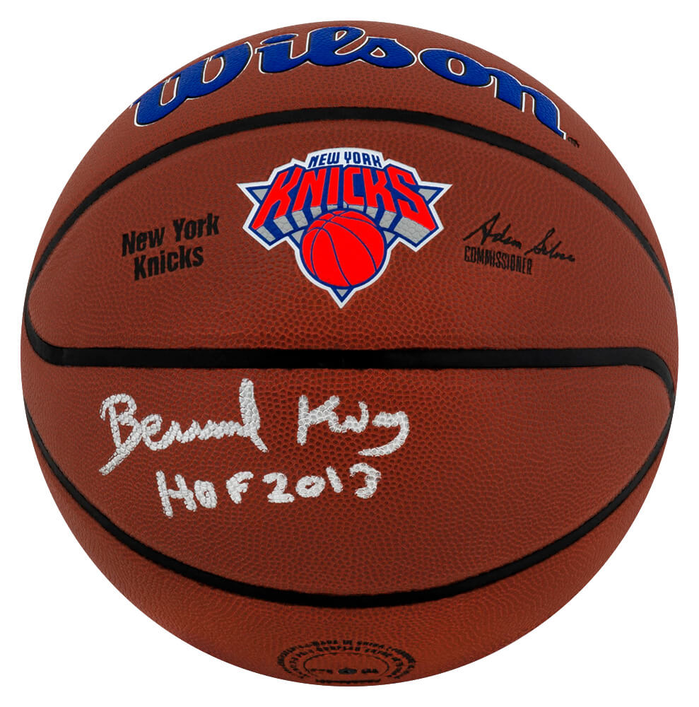 Bernard King Signed Wilson New York Knicks Brown Logo NBA Basketball w/HOF 2013