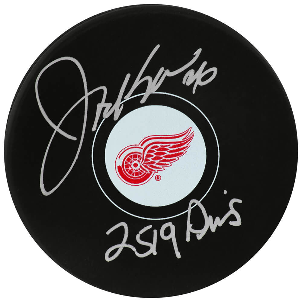 Joe Kocur Signed Detroit Red Wings Logo Hockey Puck w/2519 PIMS