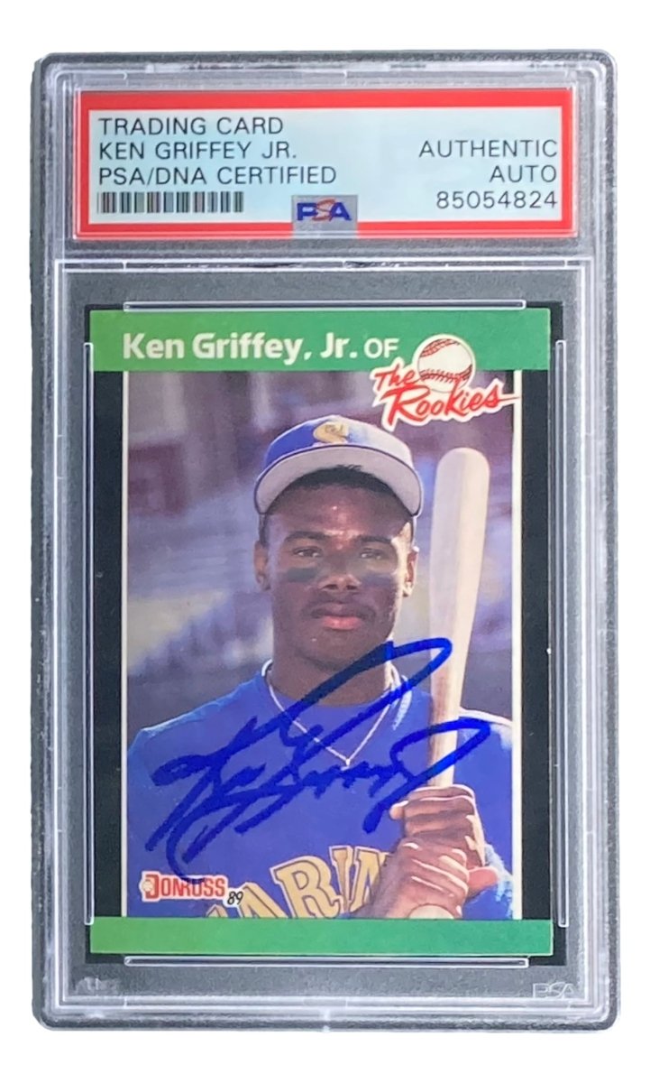 Ken Griffey Jr Signed Mariners 1989 Leaf #3 Rookie Card PSA/DNA - Sports Integrity