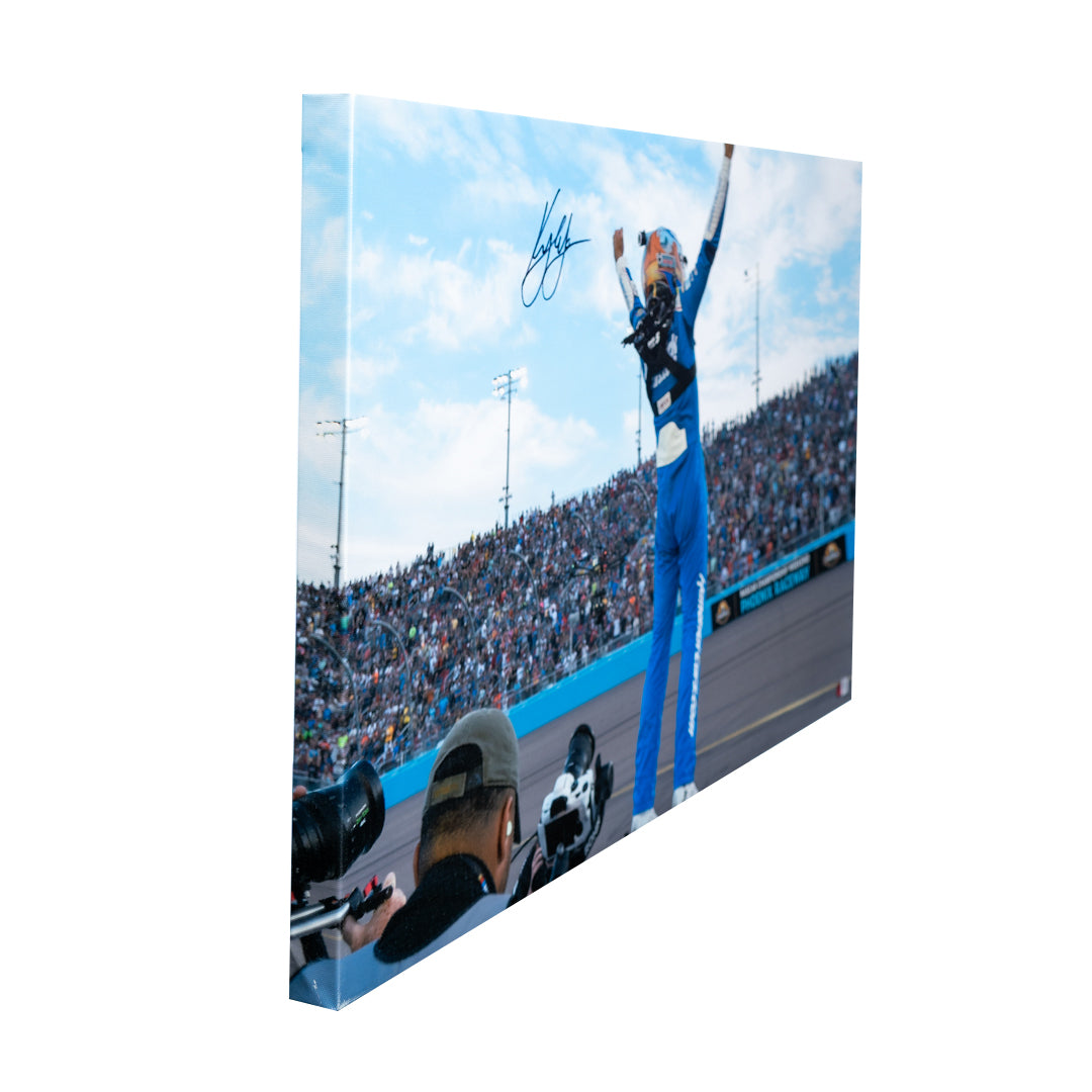 Kyle Larson Signed 2021 NASCAR Cup Champion 20x30 Canvas Photo