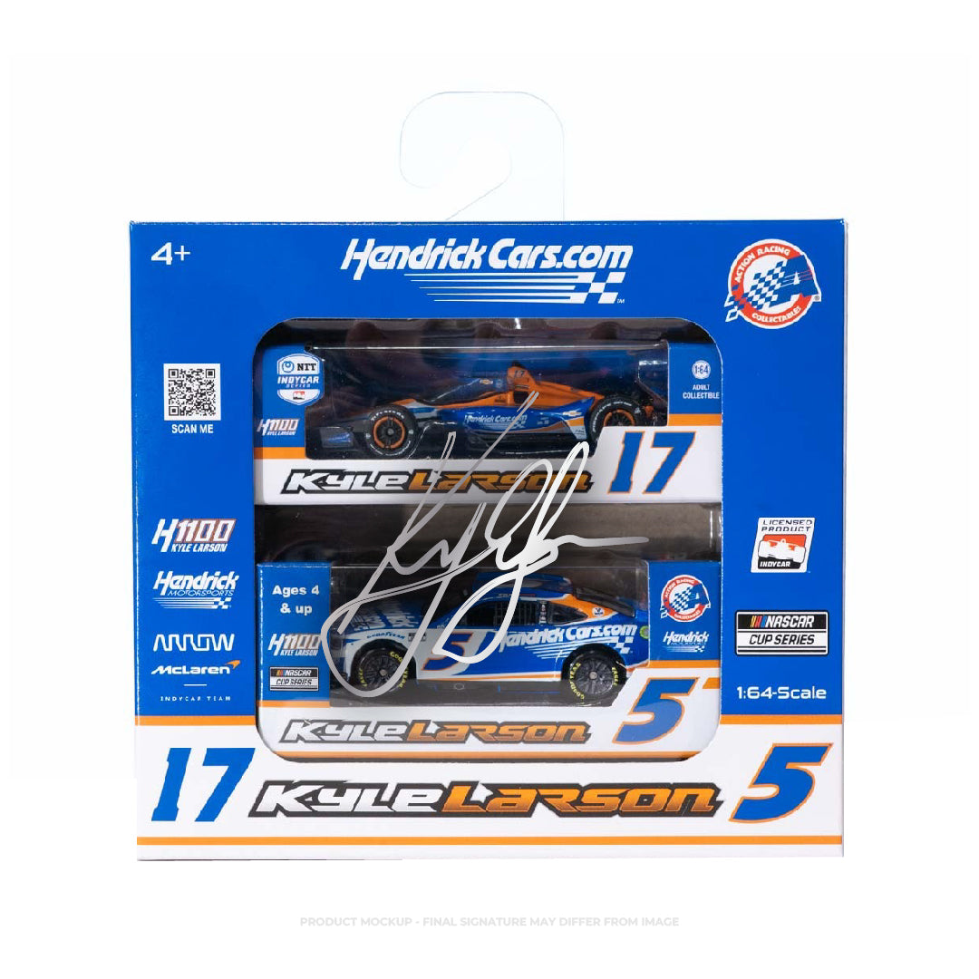 Kyle Larson Signed 2024 Indy/Charlotte Diecast 2-Pack 1:64