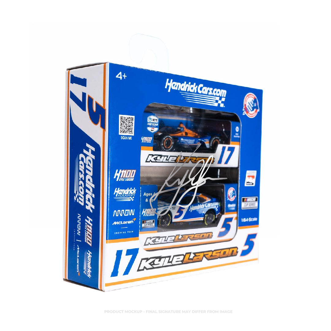 Kyle Larson Signed 2024 Indy/Charlotte Diecast 2-Pack 1:64