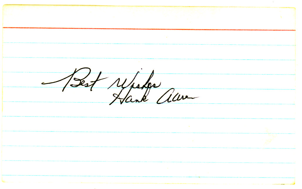 Hank Aaron Autographed 3x5 Index Card Atlanta Braves "Best Wishes" JSA #L02659