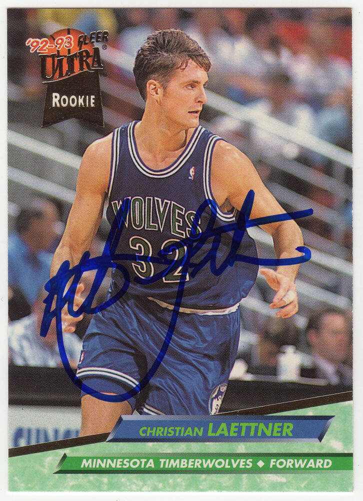 Christian Laettner Signed Minnesota Timberwolves 1992-93 Fleer Ultra Rookie Basketball Card #304