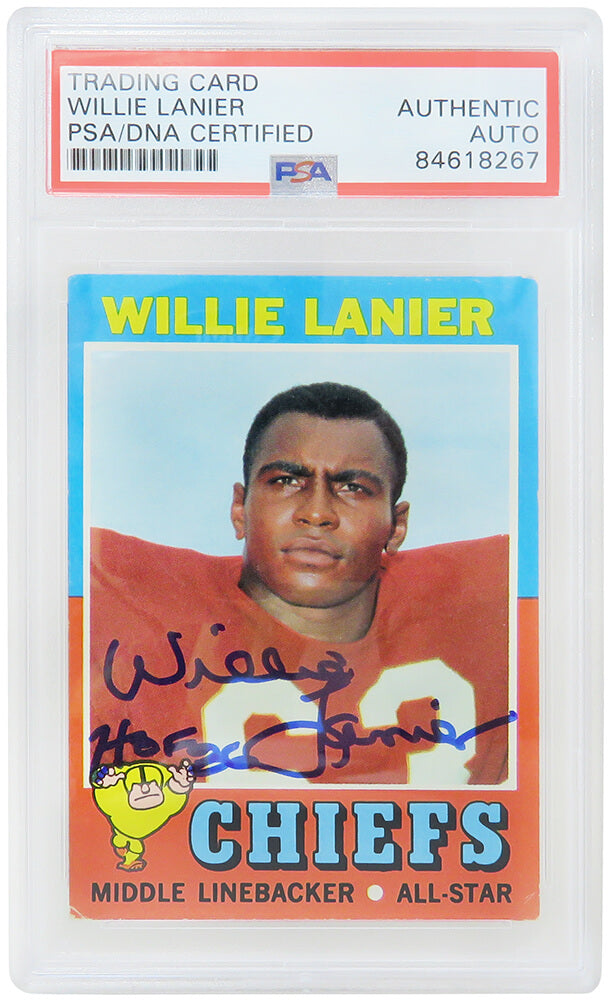 Willie Lanier Signed Kansas City Chiefs 1971 Topps Football Rookie Card #114 w/HOF'86 (PSA Encapsulated)