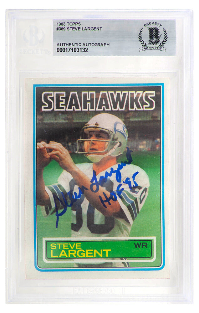 Steve Largent Signed Seattle Seahawks 1983 Topps Football Card #389 w/HOF'95 - (Beckett Encapsulated)