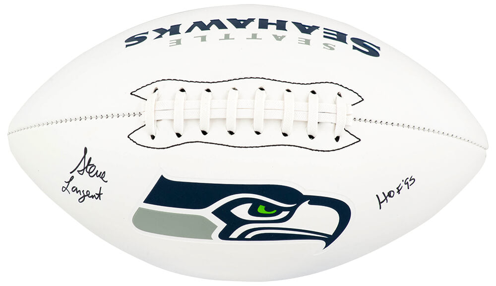 Steve Largent Signed Seattle Seahawks Franklin White Logo Football w/HOF'95