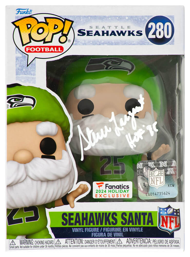 Steve Largent Signed Seattle Seahawks SANTA Funko Pop Doll #280 w/HOF'95