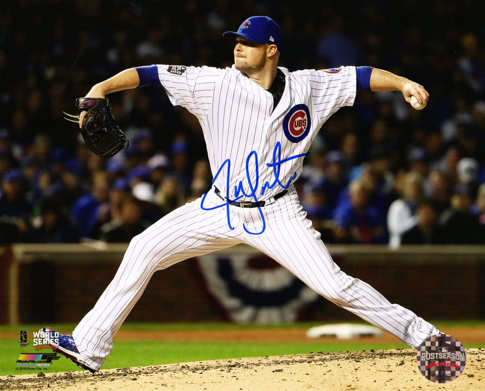 Jon Lester Signed Cubs 2016 World Series 8x10 Photo