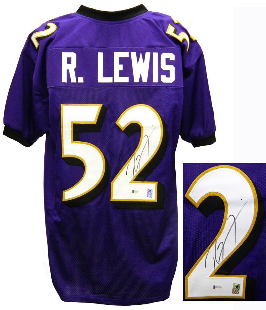 Ray Lewis Signed Purple Custom Football Jersey (Beckett)