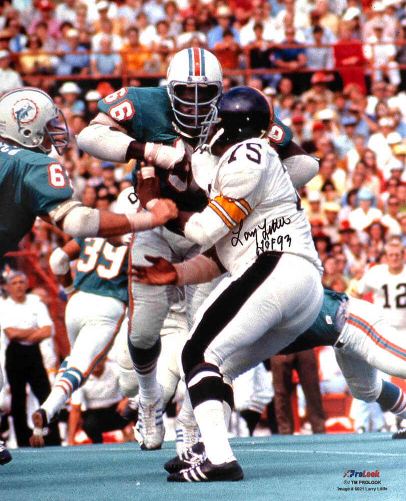 Larry Little Signed Miami Dolphins Action vs Steelers 16x20 Photo w/HOF'93