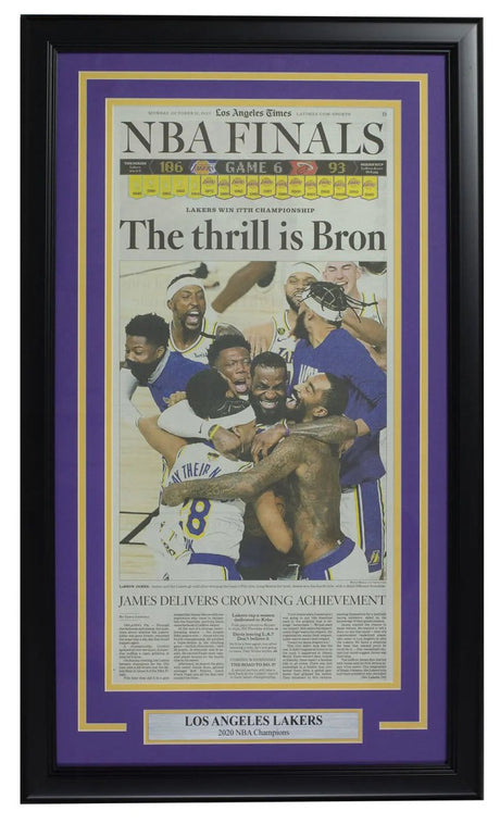 Los Angeles Lakers Framed 2020 NBA Championship Sports Newspaper Cover Page - Sports Integrity