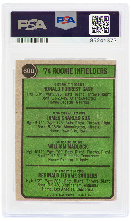 Bill Madlock Signed Chicago Cubs 1974 Topps Rookie Baseball Trading Card #600 - (PSA Encapsulated)