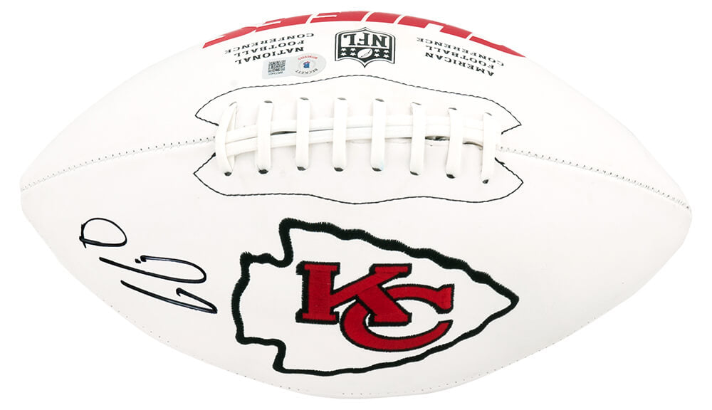 Patrick Mahomes Signed Kansas City Chiefs Wilson White Logo Football (Beckett)