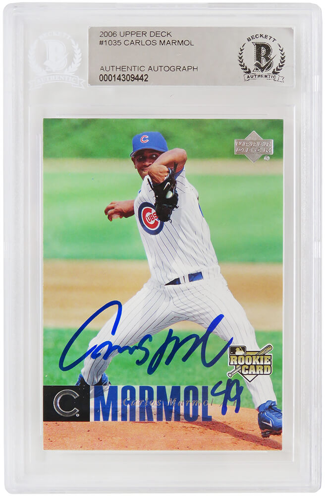 Carlos Marmol Signed Chicago Cubs 2006 Upper Deck Rookie Baseball Card #1035 - (Beckett Encapsulated)