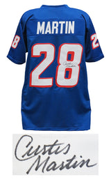 Curtis Martin Signed Blue Throwback Custom Football Jersey