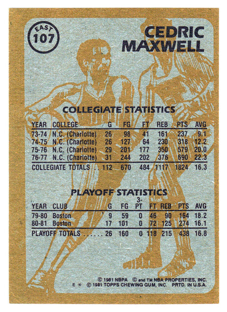 Cedric Maxwell Signed Boston Celtics 1981-82 Topps Basketball Card #107