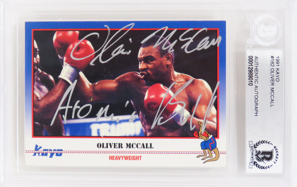 Oliver McCall Signed 1991 Kayo Boxing Trading Card #182 w/Atomic Bull - (Beckett Encapsulated)