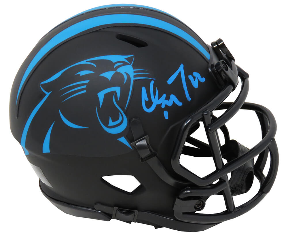 Christian McCaffrey Signed Carolina Panthers Eclipse Black Matte Riddell Speed Mini Helmet (Beckett)