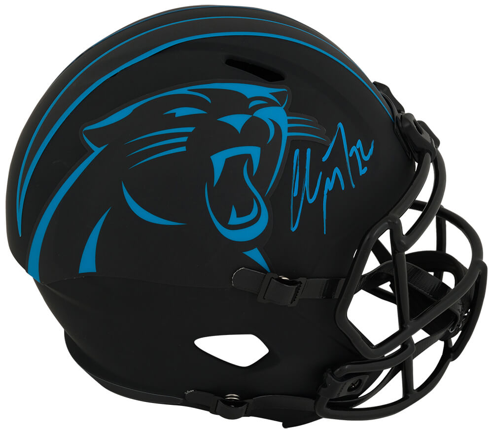 Christian McCaffrey Signed Carolina Panthers ECLIPSE Black Matte Riddell Full Size Speed Replica Helmet (Beckett)