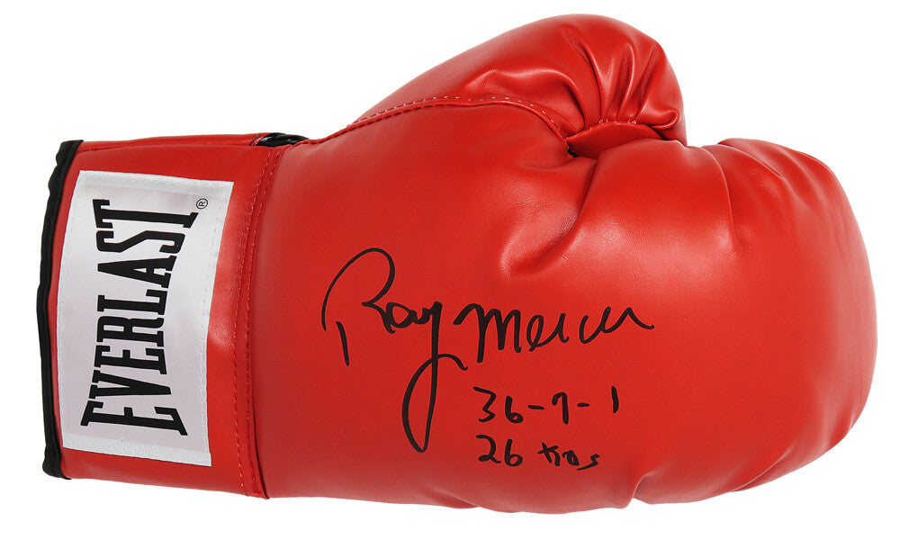 Ray Mercer Signed Everlast Red Boxing Glove w/36-7-1, 26 KO's